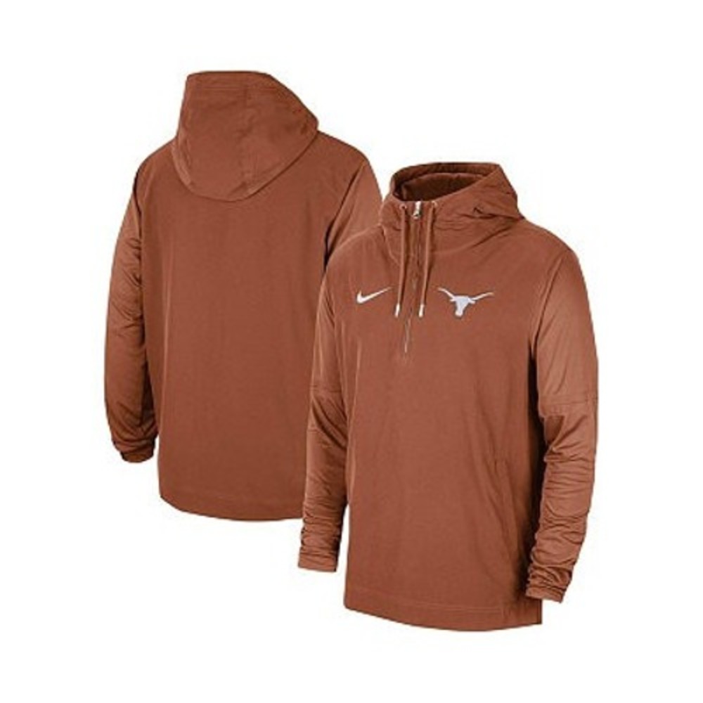 Nike Mens Texas Longhorns Player Burnt Orange 1/4 Zip Hooded Jacket 3XL College